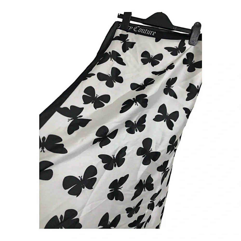 Juicy Couture black & white butterfly‎ print scarf wrap shawl ~35.5”x35.5 new